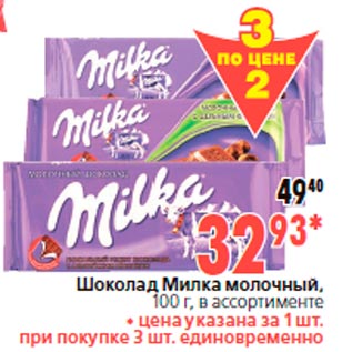 Акция - Шоколад Милка молочный, 100 г, в ассортименте
