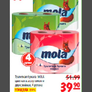 Акция - Туалетная бумага Mola
