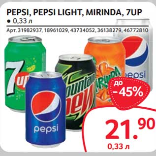 Акция - Pepsi / Pepsi Light /Mirinda/7 Up