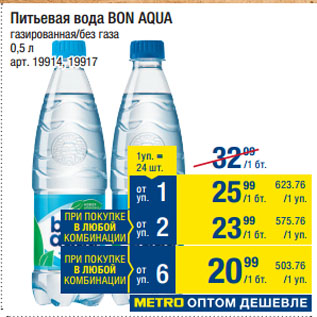 Акция - Питьевая вода BON AQUA газированная/без газа