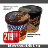 Магазин:Авоська,Скидка:Мороженое в ведре Snikers. Mars