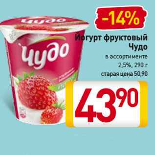 Акция - Йогурт фруктовый Чудо в ассортименте 2,5%