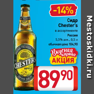 Акция - Сидр Chester’s 5,5%