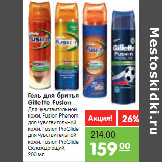 Акция - Гель для бритья Gillette Fusion