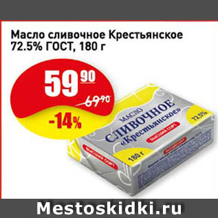 Акция - Масло сливочное Крестьянское 72.5% ГОСТ