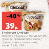 Магазин:Виктория,Скидка:Биойогурт Слобода
мюсли с яблоком и мандарином/
гранола-грецкий орех-изюм/
груша-злаки-семена льна,
жирн. 7.6%, 210 г