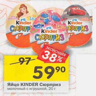 Акция - Яйцо Kinder Сюрприз молочный с игрушкой