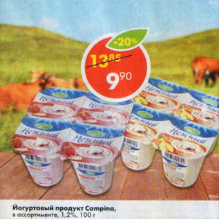 Акция - йогуртовый продукт Campina 1,2%