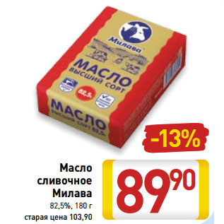 Акция - Масло сливочное Милава 82,5%
