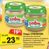 Магазин:Карусель,Скидка:Пюре СПЕЛЕНОК
для детского питания
из цветной капусты, из капусты
брокколи с 4 месяцев, 80 г.
