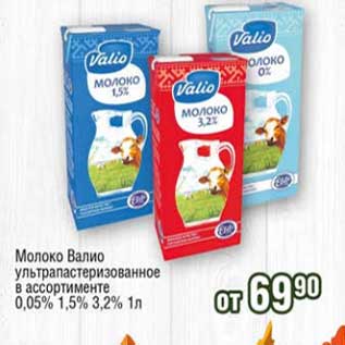 Акция - Молоко Валио у/пастеризованное 0,05%/1,5% /3,2%