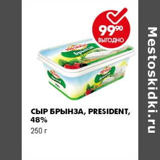 Акция - СЫР БРЫНЗА, PRESIDENT, 48%