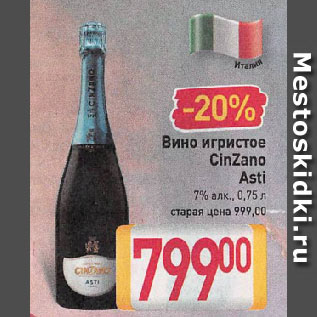 Акция - Вино игристое CinZano Asti 7%