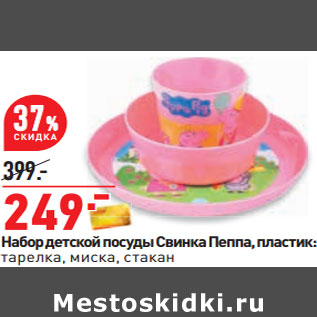 Акция - Набор детской посуды Свинка Пеппа, пластик:
