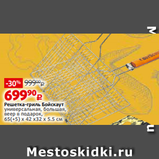 Акция - Решетка-гриль Бойскаут универсальная, большая, веер в подарок, 65(+5) x 42 x32 x 5.5 cм
