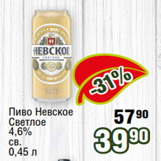 Акция - Пиво Невское Светлое 4,6% св. 0,45 л