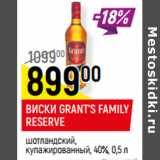 Магазин:Верный,Скидка:ВИСКИ GRANT’S FAMILY
RESERVE
шотландский,
купажированный, 40%