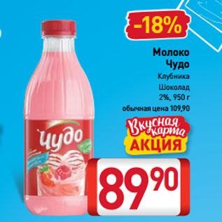 Акция - Молоко Чудо Клубника, Шоколад 2%