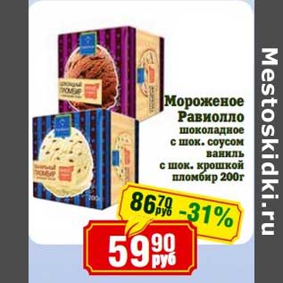 Акция - Мороженое Равиолло шоколадное с шок. соусом ваниль с шок. крошкой пломбир