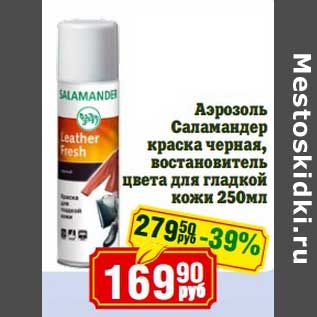 Акция - Аэрозоль Саламандер краска черная, восстановитель цвета для гладкой кожи