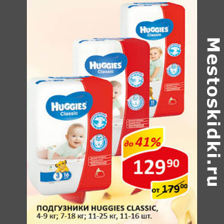 Акция - Подгузники Huggies Classic