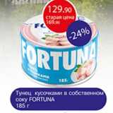 Магазин:Авоська,Скидка:Тунец кусочками в собственном соку Fortuna 