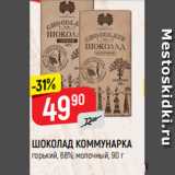 Магазин:Верный,Скидка:ШОКОЛАД КОММУНАРКА
горький, 68%; молочный, 90 г