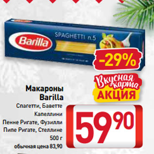 Акция - Макароны Barilla